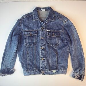 Vintage GUESS Georges Marciano Denim Jacket Made in USA Size L Acid Wash